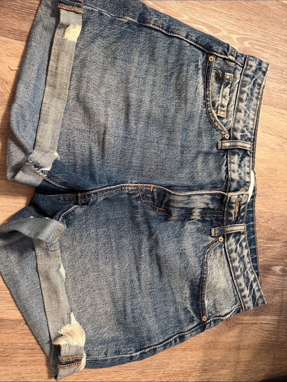 KanCan dark blue denim shorts with rolled hem